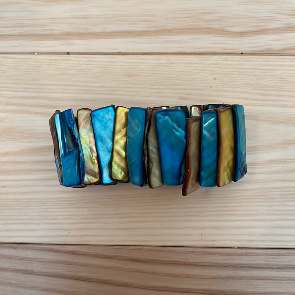 Blue & Gold Shell Bracelet